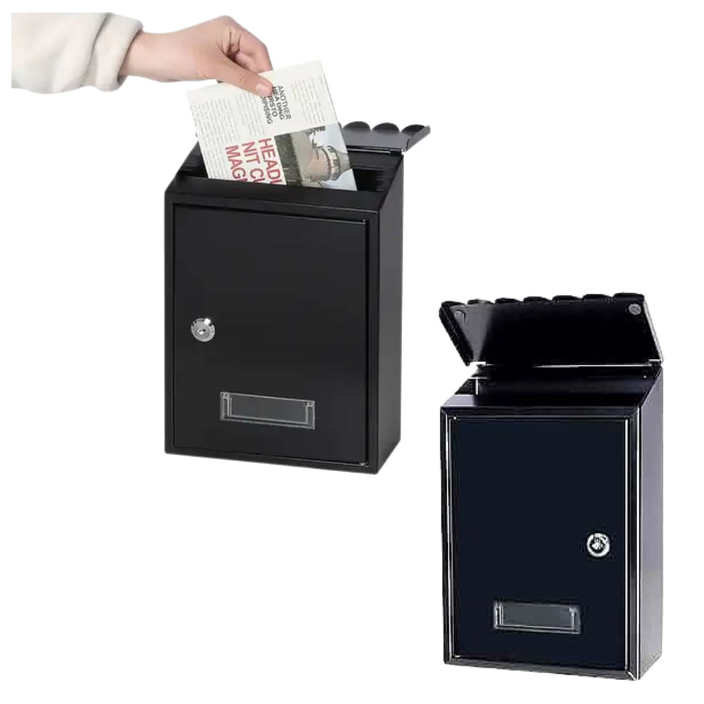 Brievenbus voor post, verzinkt staal, zwart, 26,5x18,5x6,5cm (2)