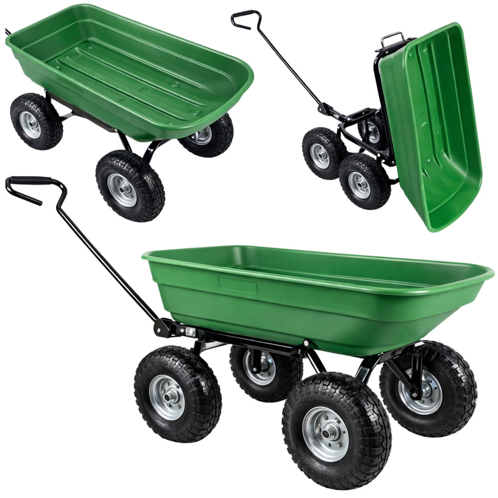 Tuinwagen met afneembare kiepbak, groen, 120 kg