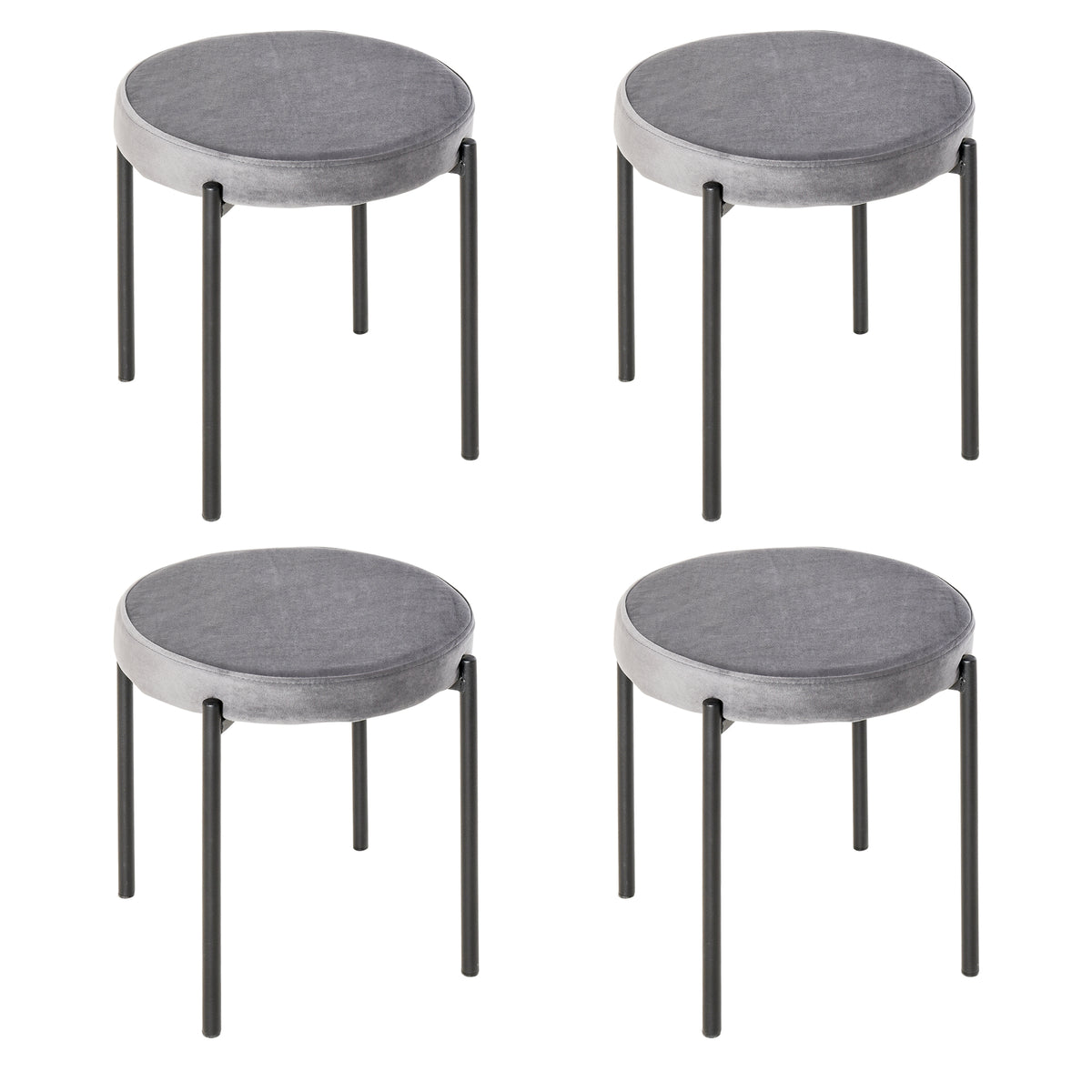 4-delige set eetkamerkrukken stapelbare eetkamerstoelen keukenstoel met gestoffeerde zitting, fluweel-look