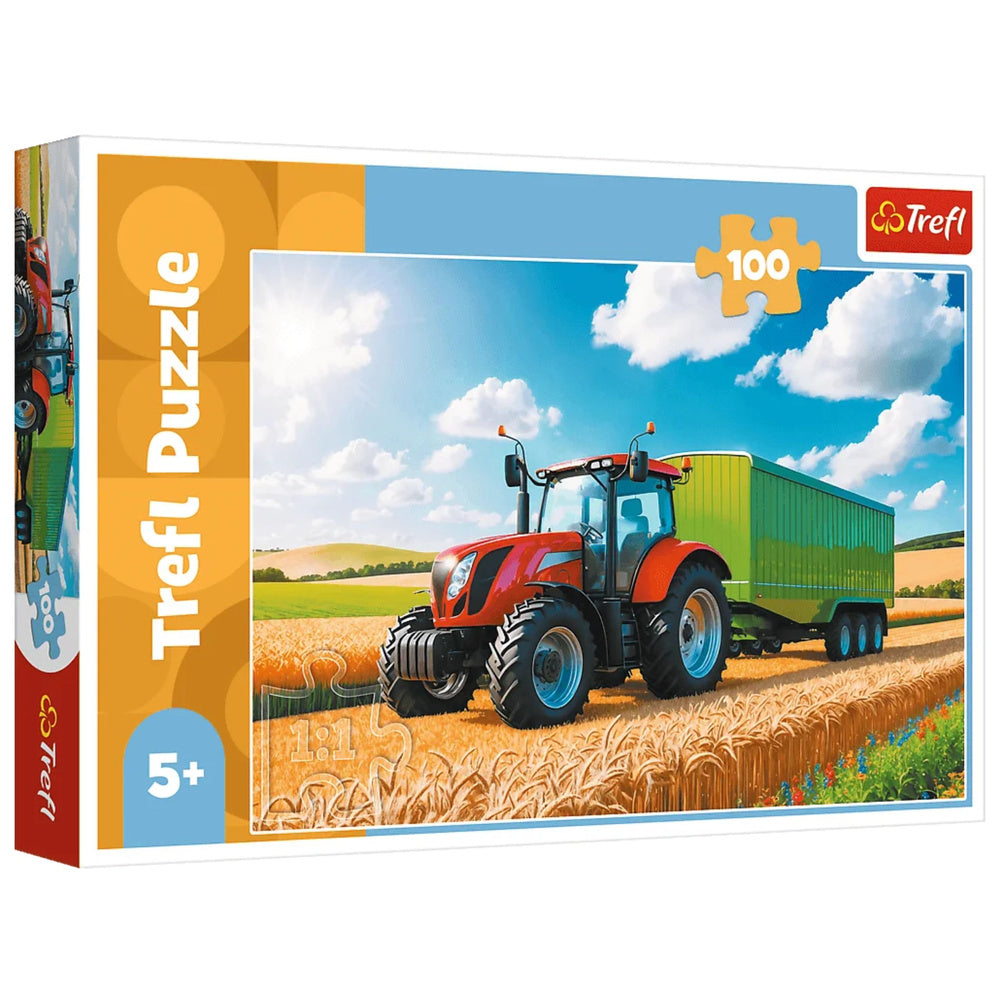 Puzzel 100 - Landbouwmachines - Tractor met aanhanger Trefl 16494