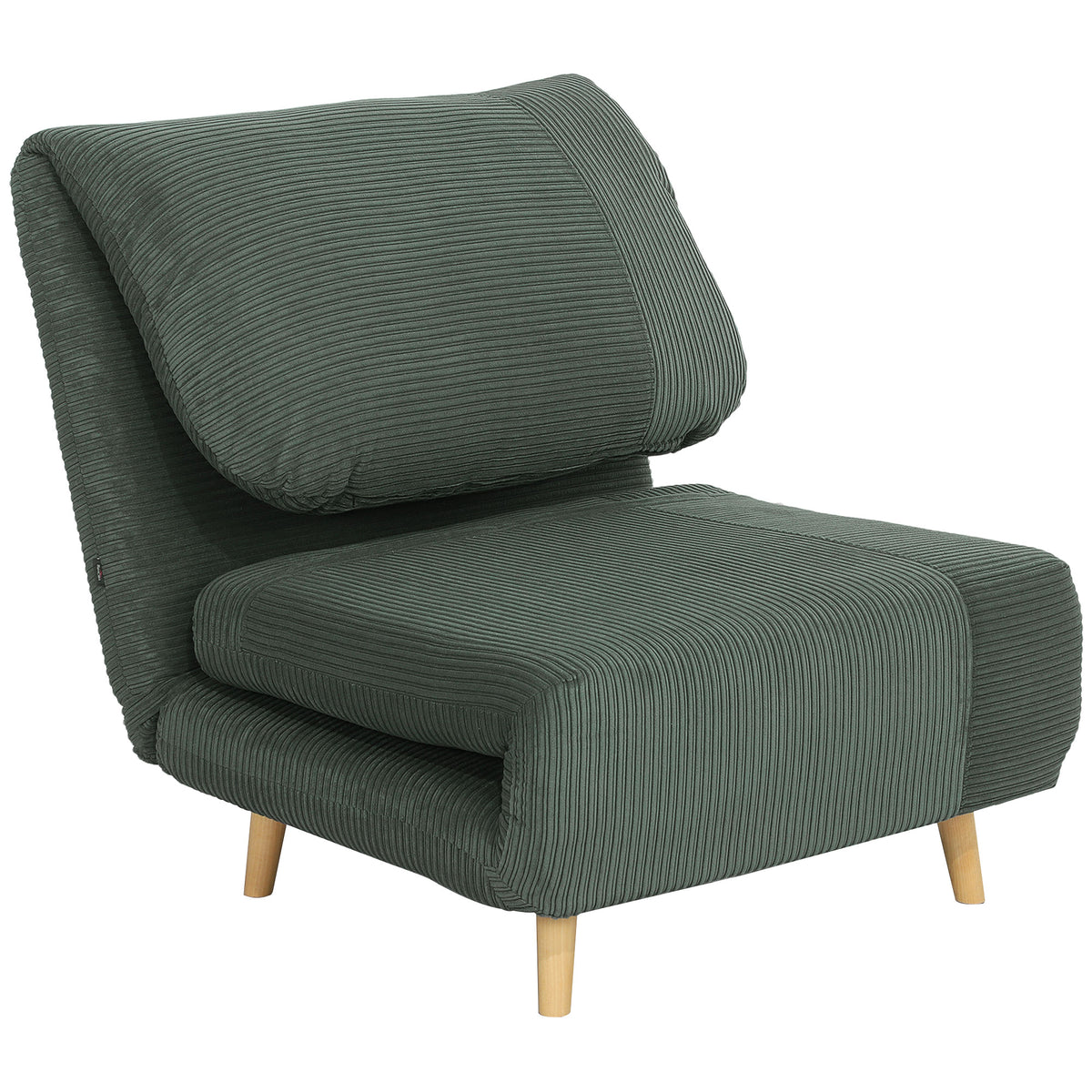2-in-1 slaapfauteuil logeerbed, verstelbare hoofdsteun corduroy-look 82 cm x 87 cm x 89 cm groen
