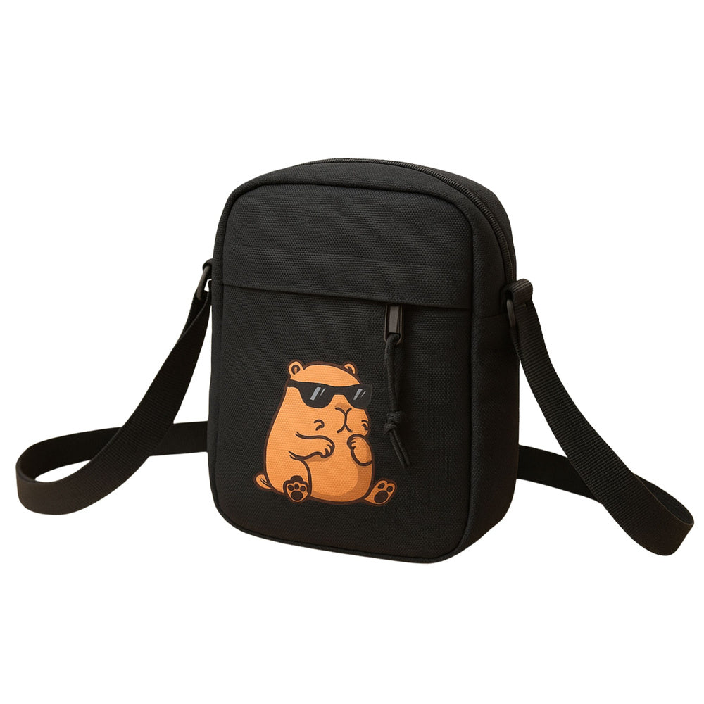 Capibara schoudertas met verstelbare riem, zwart, 19,5 x 14 cm (2)