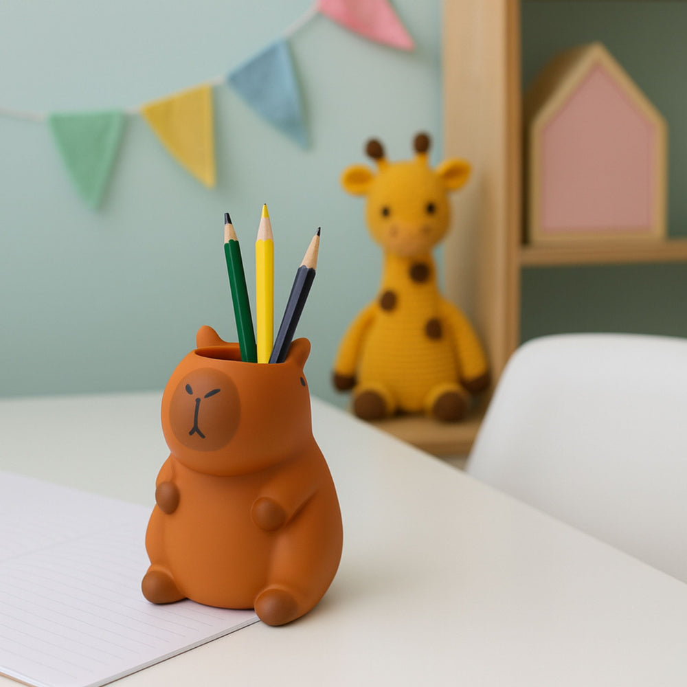 Capybara pennenhouder-figuur, bruin, 10 x 7 cm (5)