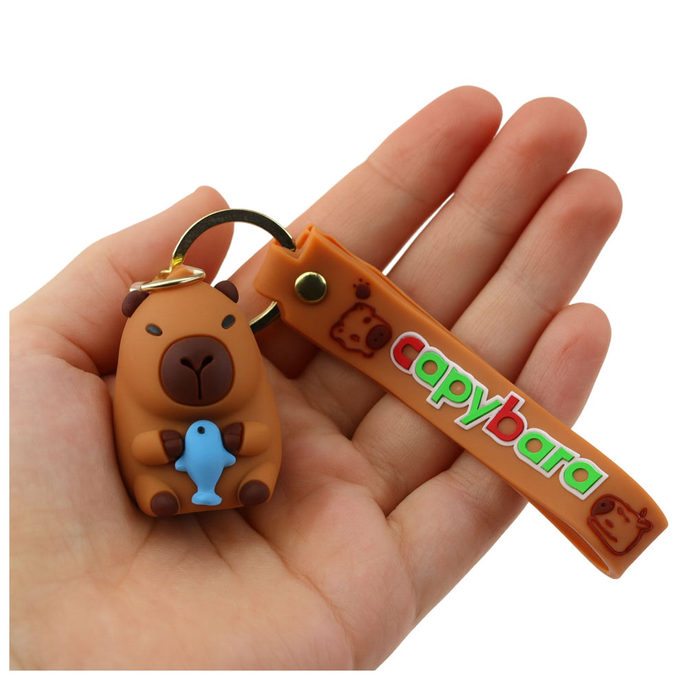 Sleutelhanger capybara-figuur, hanger, karabijnring, mix