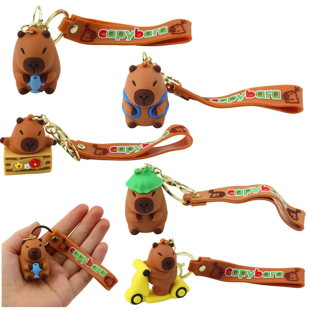 Sleutelhanger capybara-figuur, hanger, karabijnring, mix