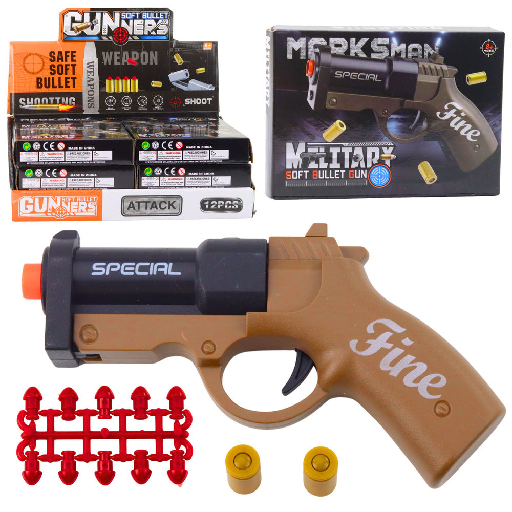 Mini-pistool voor kogels en patronen, zwart en bruin, 13,5 cm