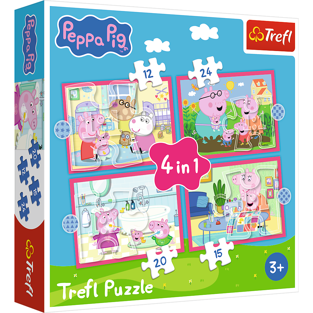 4-in-1 Puzzel (12, 15, 20, 24) – Peppa houdt van avontuur – Trefl 34672