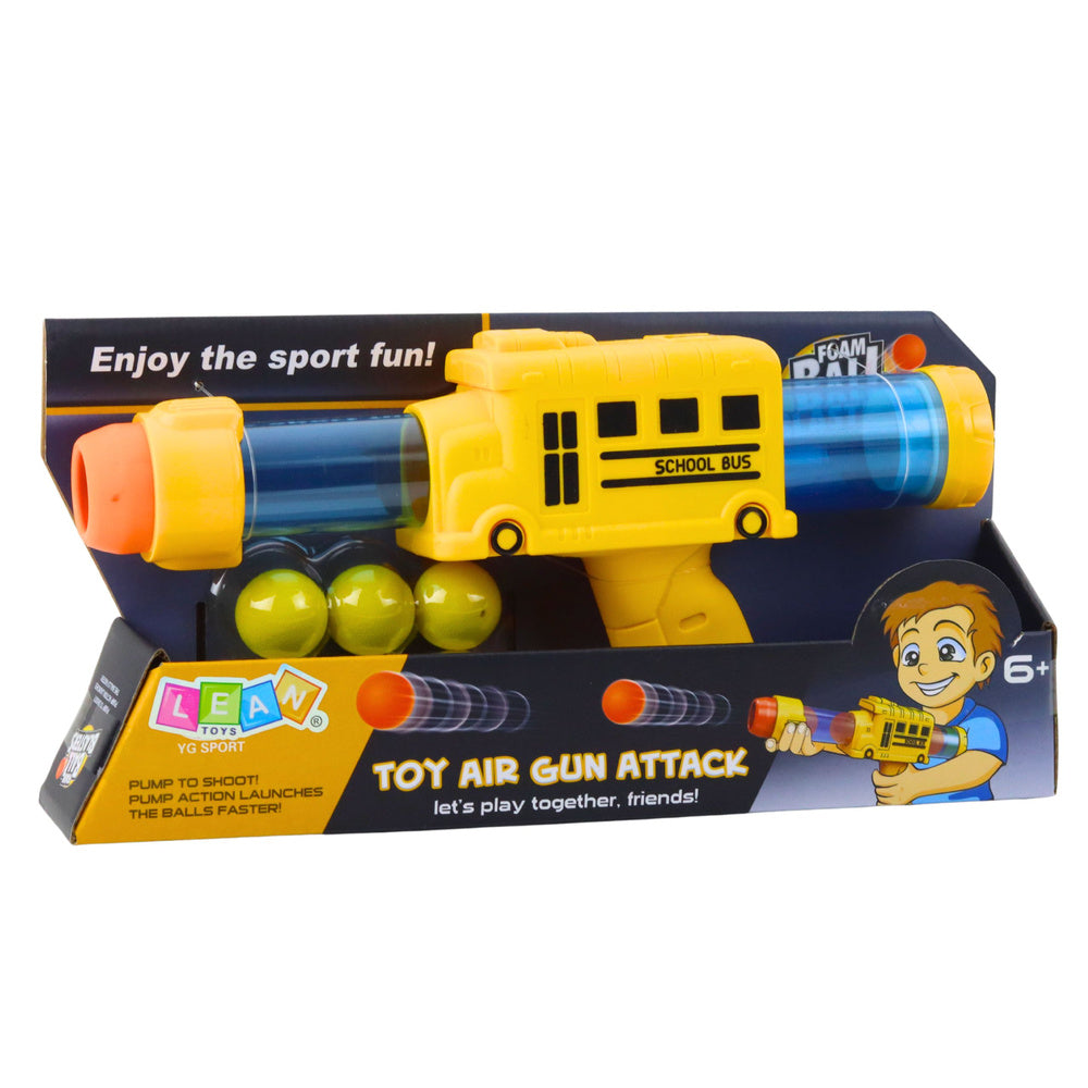 Schuimballenpistool schoolbus geel 6 stuks.