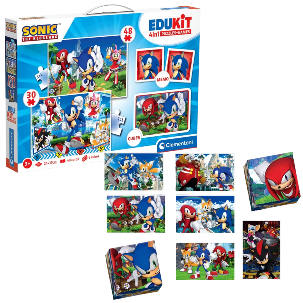 Educatieve set puzzel, memo & bouwstenen SONIC Clementoni 18318
