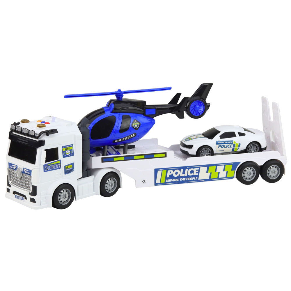 Politieauto, takelwagen, auto, helikopter, zwaailicht, geluidsset (2)