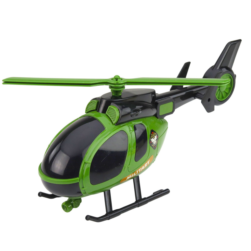 Militaire set: militaire vrachtwagen, takelwagen, auto, helikopter, lichten, geluid (4)