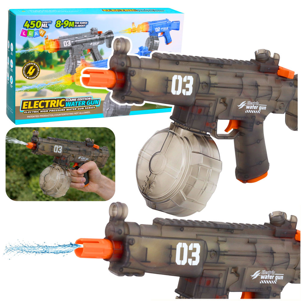Elektrisch waterpistool, automatisch, zwart, bereik 8-9 m, 450 ml