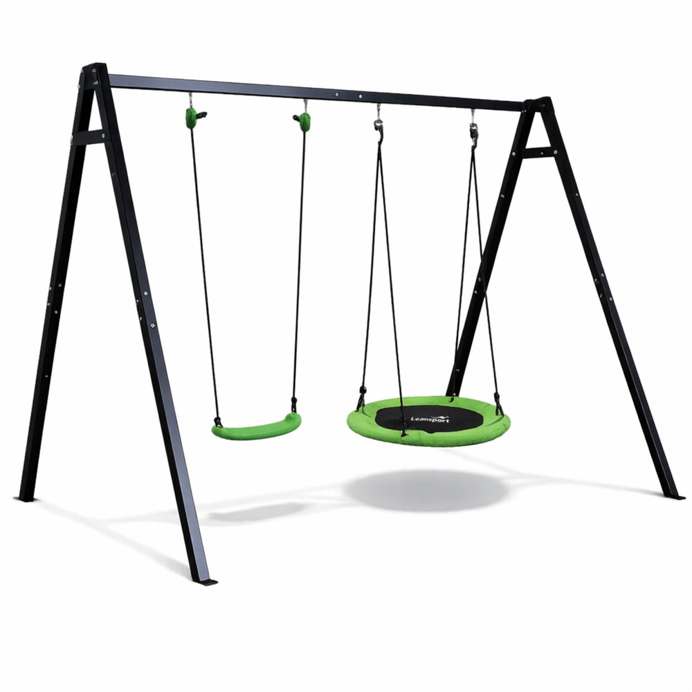 Tuinschommel ooievaarsnestzitje 2-in-1 frame zwart 260x173 cm