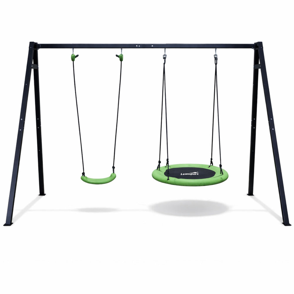 Tuinschommel ooievaarsnestzitje 2-in-1 frame zwart 260x173 cm (2)