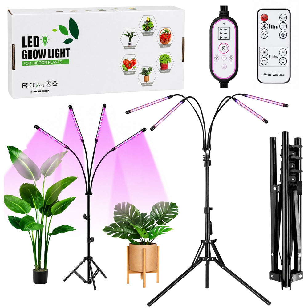 LED-lamp voor de kweek van gewassen en de verlichting van planten, 4-delige standaard, afstandsbediening