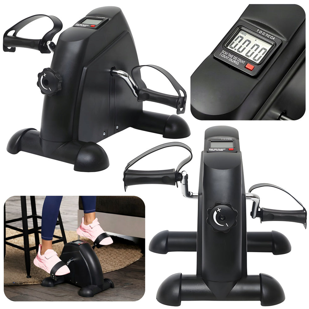 Mini-hometrainer met rotorfunctie, revalidatiefunctie, 2-in-1-lcd-display, zwart