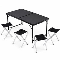 Kampeermeubelset, klaptafel, 4 krukjes, zwarte koffer (2)