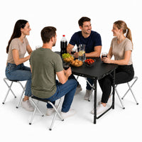 Kampeermeubelset, klaptafel, 4 krukjes, zwarte koffer (3)