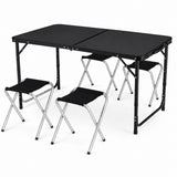 Kampeermeubelset, klaptafel, 4 krukjes, zwarte koffer (4)