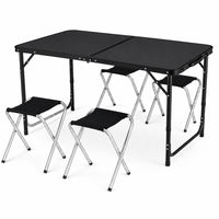 Kampeermeubelset, klaptafel, 4 krukjes, zwarte koffer (4)