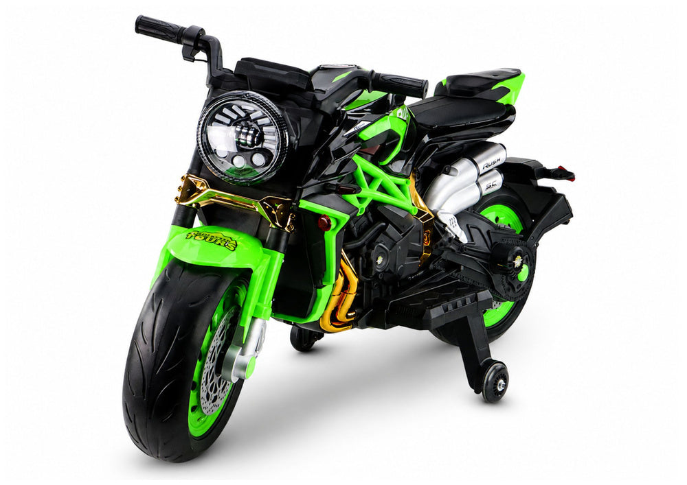 XW-07 accu-motorfiets met verlichte LED-wielen, groen (2)