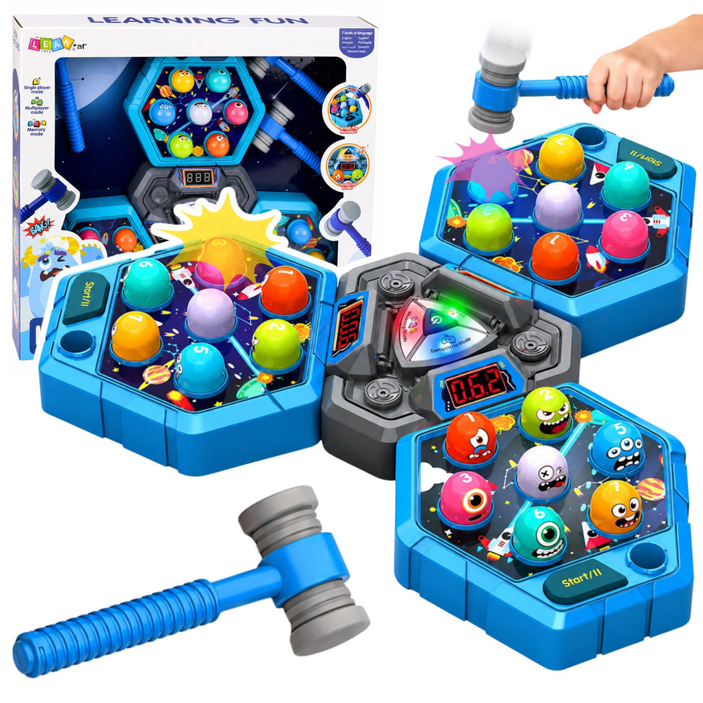 Whack-A-Mole Creatures arcadespel voor 3 spelers, 3 modi, oplichtende hamers