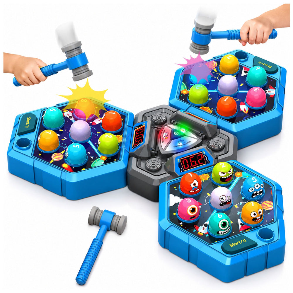 Whack-A-Mole Creatures arcadespel voor 3 spelers, 3 modi, oplichtende hamers (2)