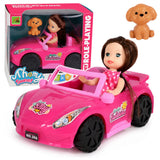 Mini-pop in cabriolet-set met hondje, roze