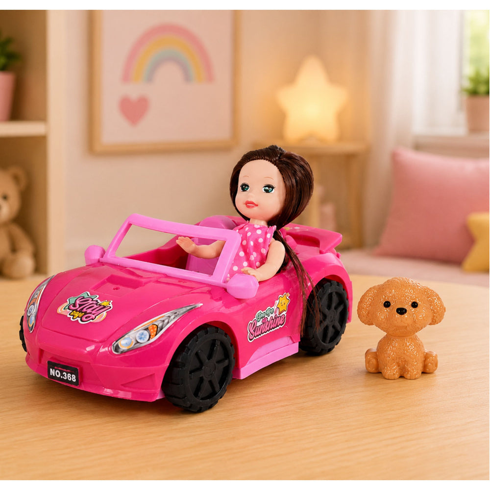 Mini-pop in cabriolet-set met hondje, roze (3)