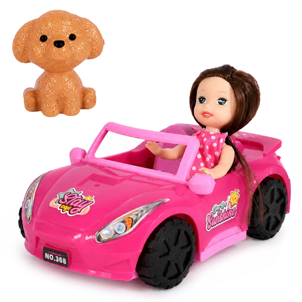 Mini-pop in cabriolet-set met hondje, roze (4)