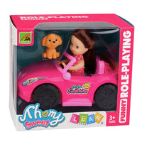 Mini-pop in cabriolet-set met hondje, roze (5)