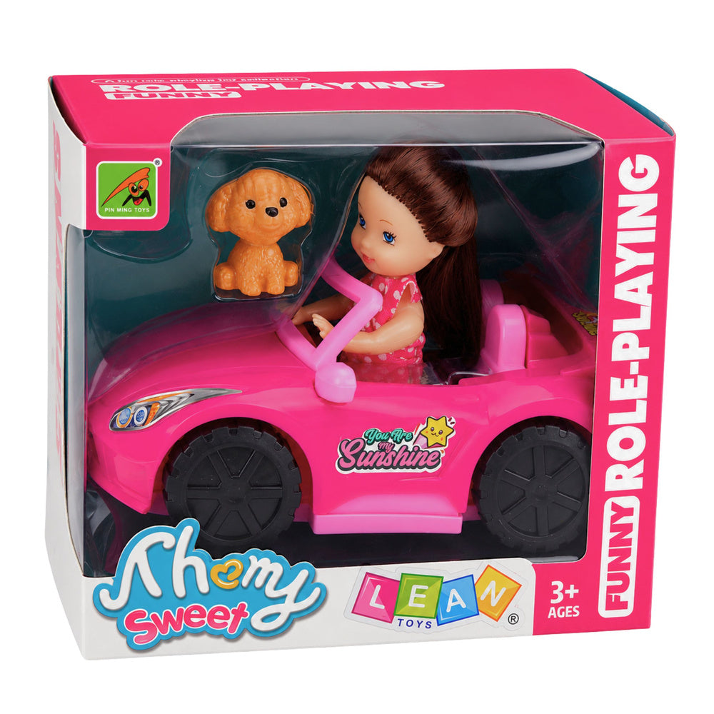 Mini-pop in cabriolet-set met hondje, roze (5)