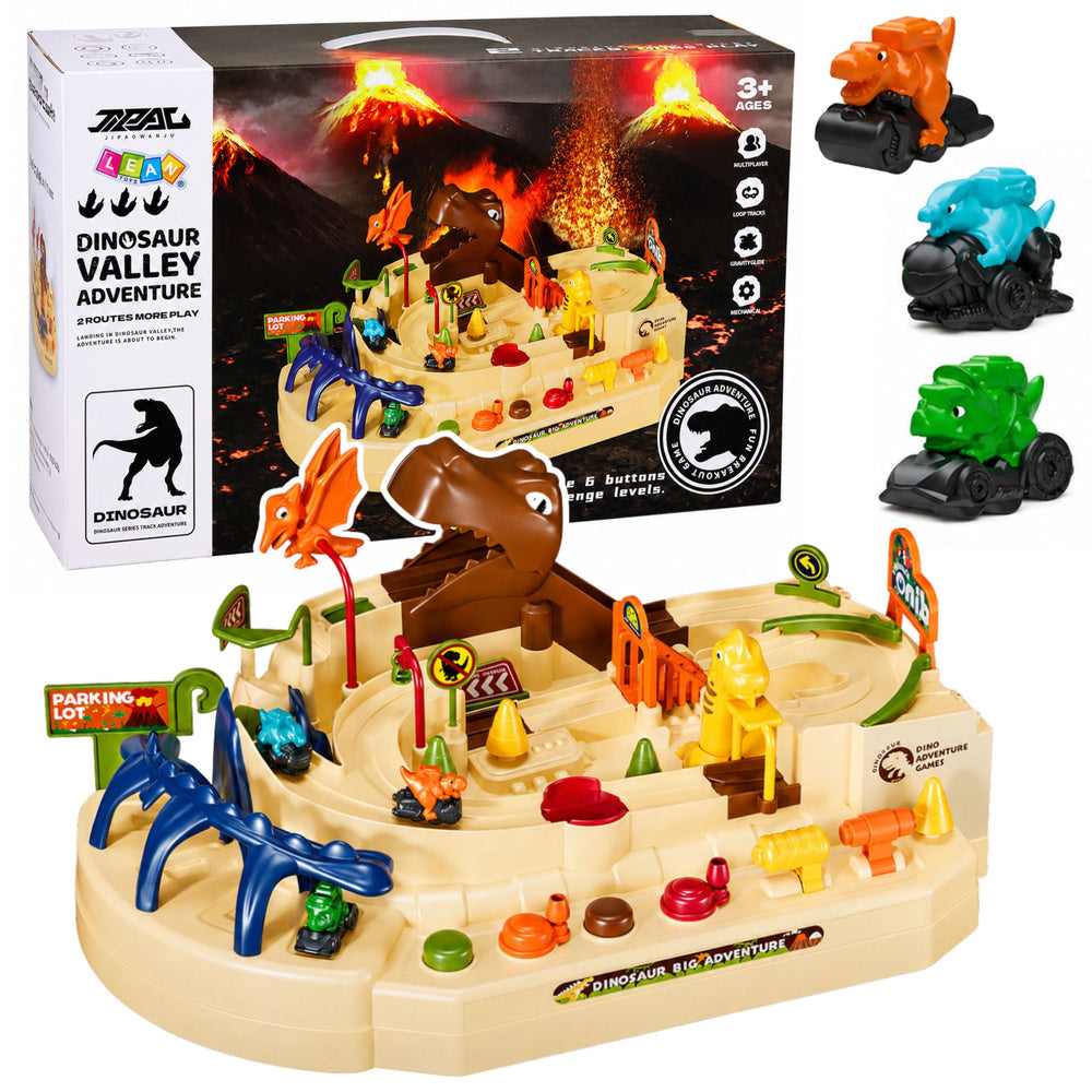 Interactief arcade-racecircuit met dinosaurussen, 8 uitdagingen en voertuigen (handmatig)