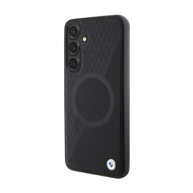 BMW Leather Half Textured & Circle MagSafe - hoesje voor Samsung Galaxy S24+ (zwart) (2)