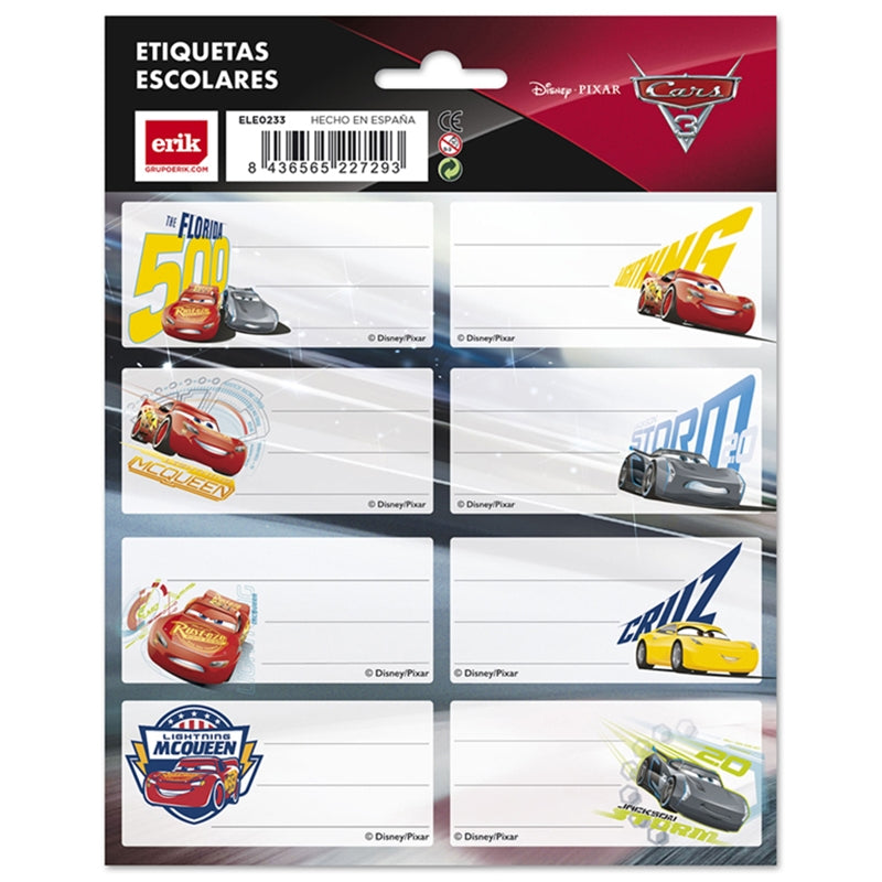 Cars - Stickers voor in een schrift of boek (16 stuks)