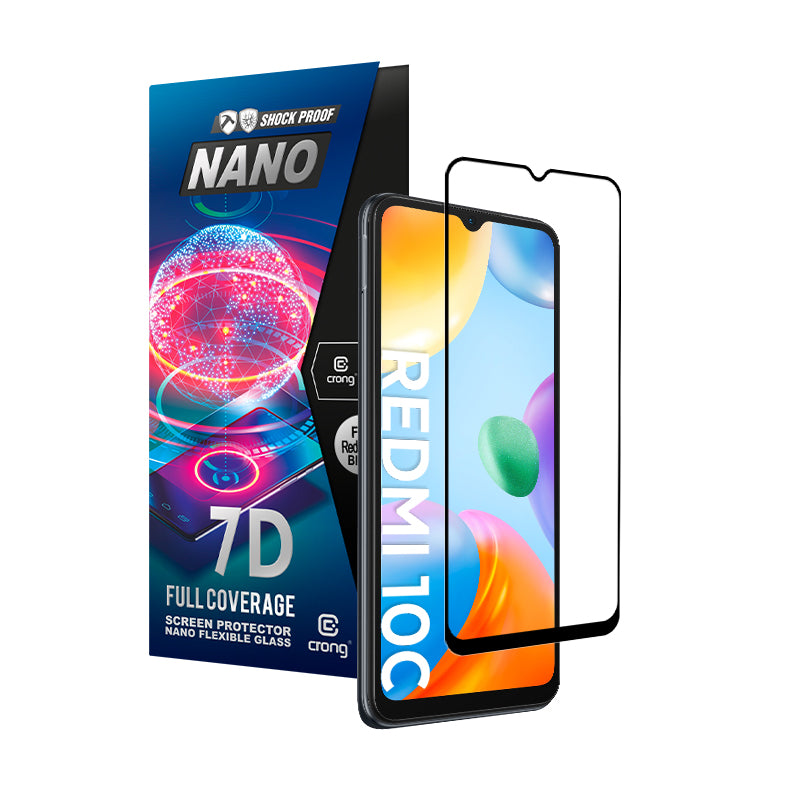 Crong 7D Nano Flexibel glas – onbreekbaar 9H hybride glas voor het volledige display van de Xiaomi Redmi 10C