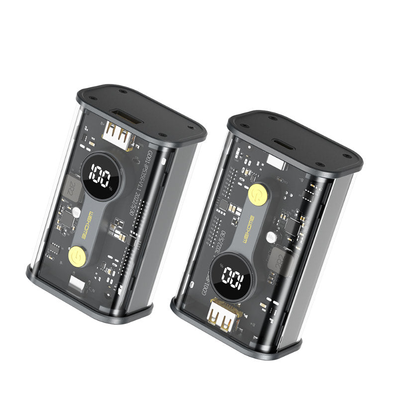 WEKOME WP-333 Vanguard Series - Powerbank 10.000 mAh Super opladen PD 20W + QC 22,5W (zwart / transparant)