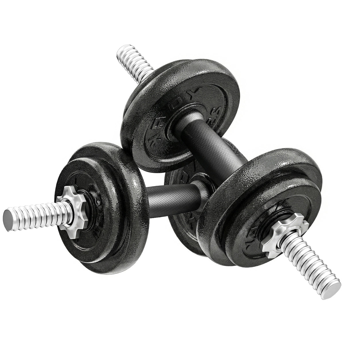 2-in-1 halterset, verstelbare dumbbells en halterstang tot 20 kg met antislipgreep voor krachttraining thuis