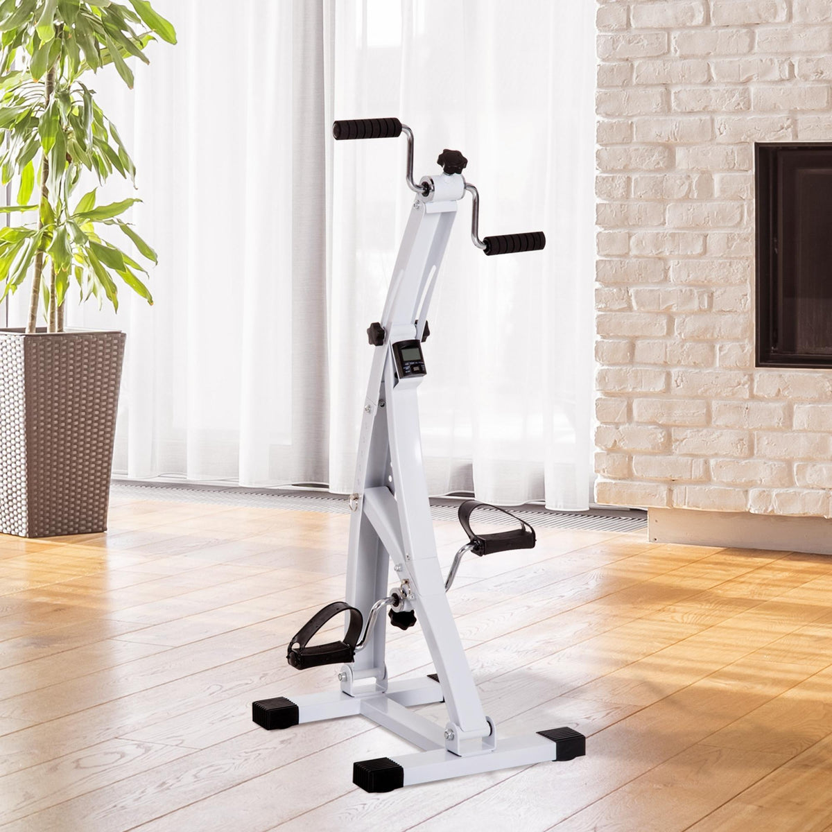 Pedaltrainer voor senioren, extra stille mini-hometrainer met lcd-scherm, bevestigingsband, arm- en beentrainer (2)