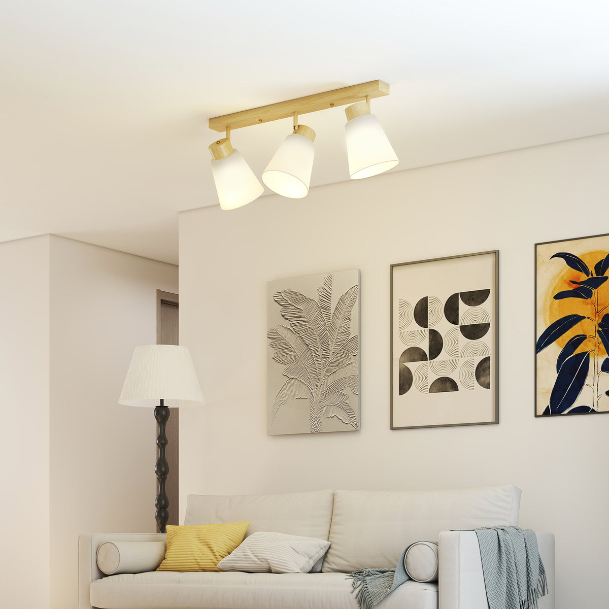 LED-plafondlamp 40W plafondlamp met dubbele montage en 90° verstelbare koppen met 3 E27-fittingen natuurlijk (2)