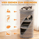 Krabton 75 cm hoog Ø 35 cm 4-laagse kattenmand met 3 holen, afneembaar wasbaar pluche bed sisal-kraboppervlak (4)
