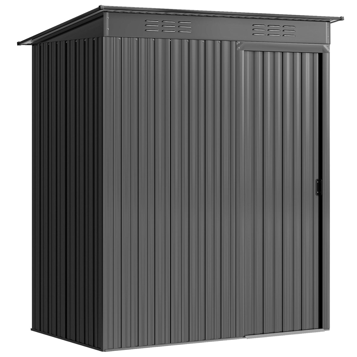 Metalen tuinhuis 1,37 m², gereedschapsschuur met eenvoudige montage lessenaarsdak schuifdeur ventilatie