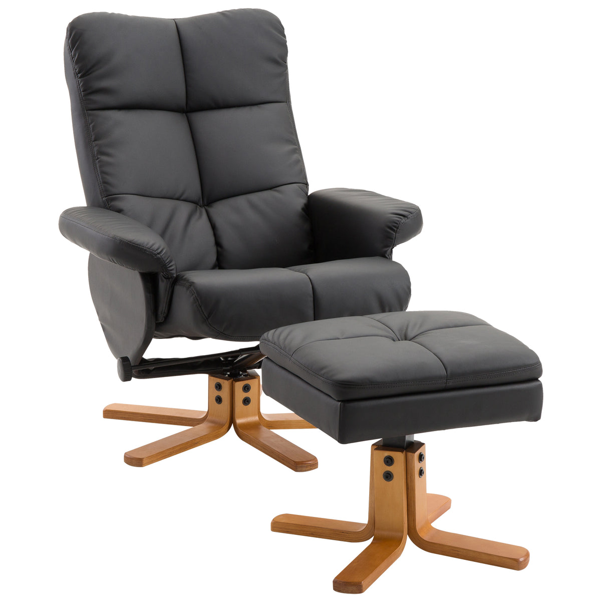 Relaxfauteuil met voetenbank, opbergruimte, gestoffeerde tv-stoel met relaxfunctie, 360° draaibare tv-fauteuil