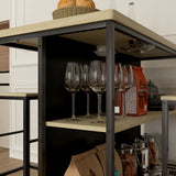 Barset, 2 barkrukken & 1 barstafel, vlekbestendig, stabiel, stalen frame, zwart/eiken (9)