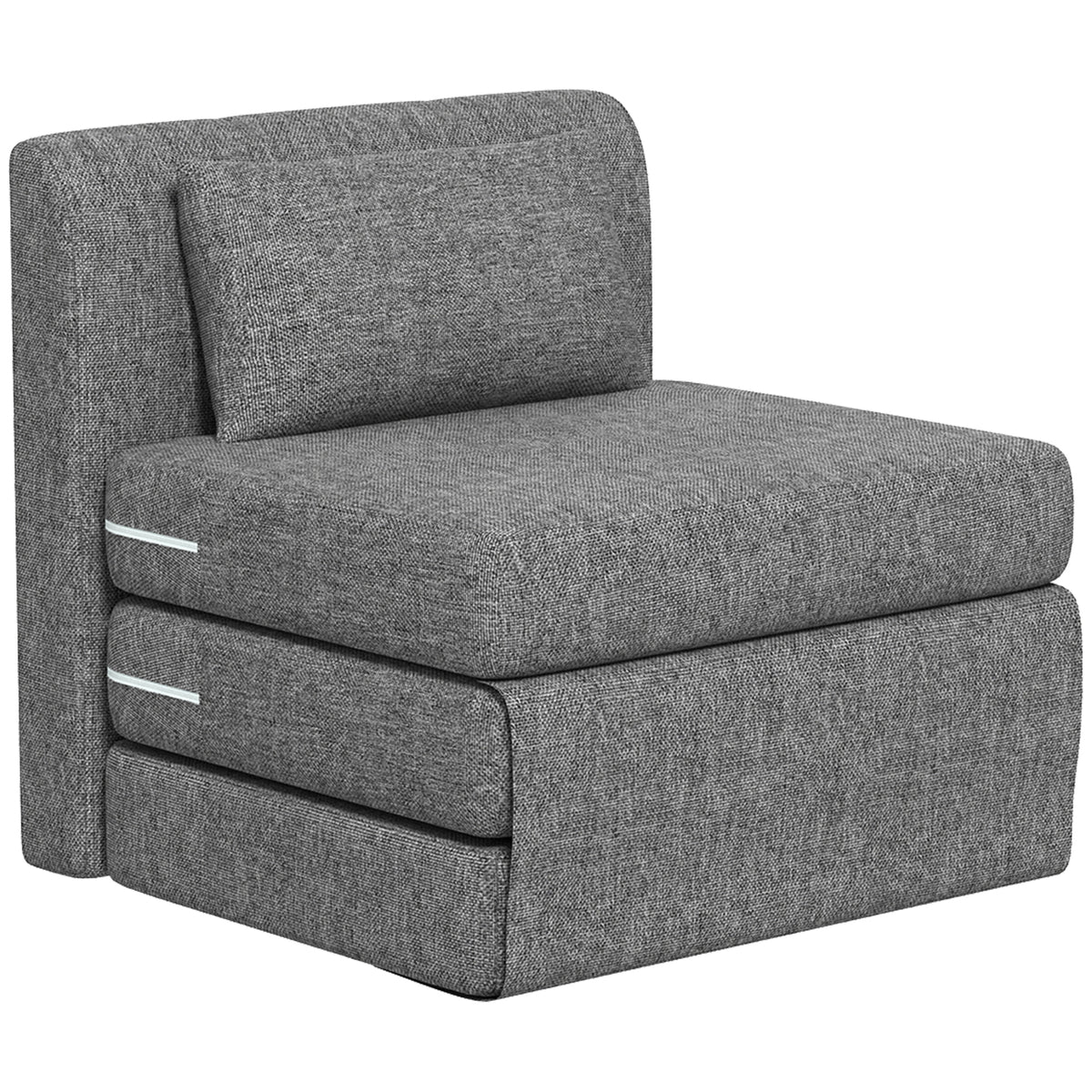 Slaapfauteuil, logeermatras, 3-voudig inklapbaar, compact, metalen frame, 80x75x74 cm, grijs