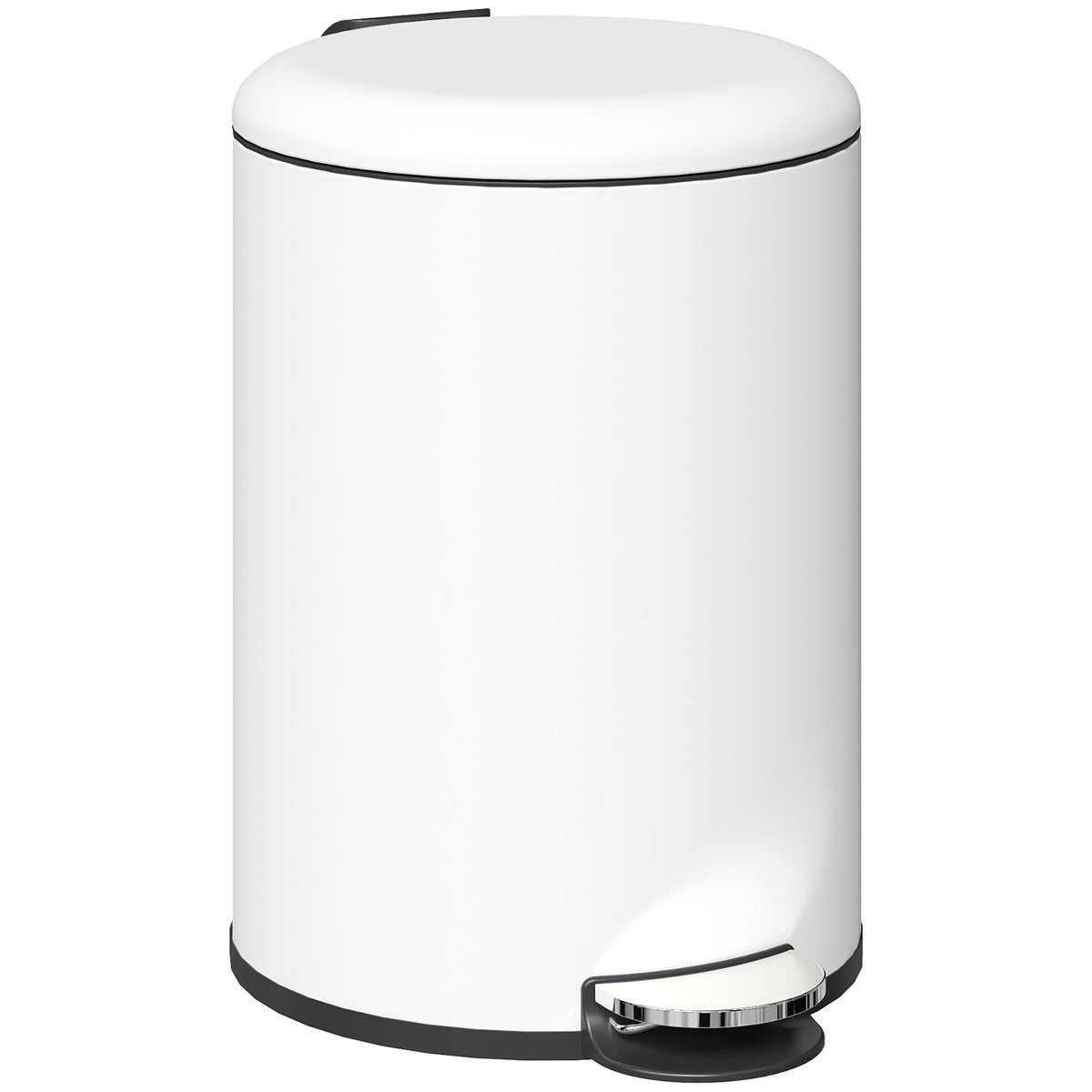 Prullenbak 20L, met pedaal, binnenemmer, vingerafdrukbestendig, geruisloze sluiting, crèmewit