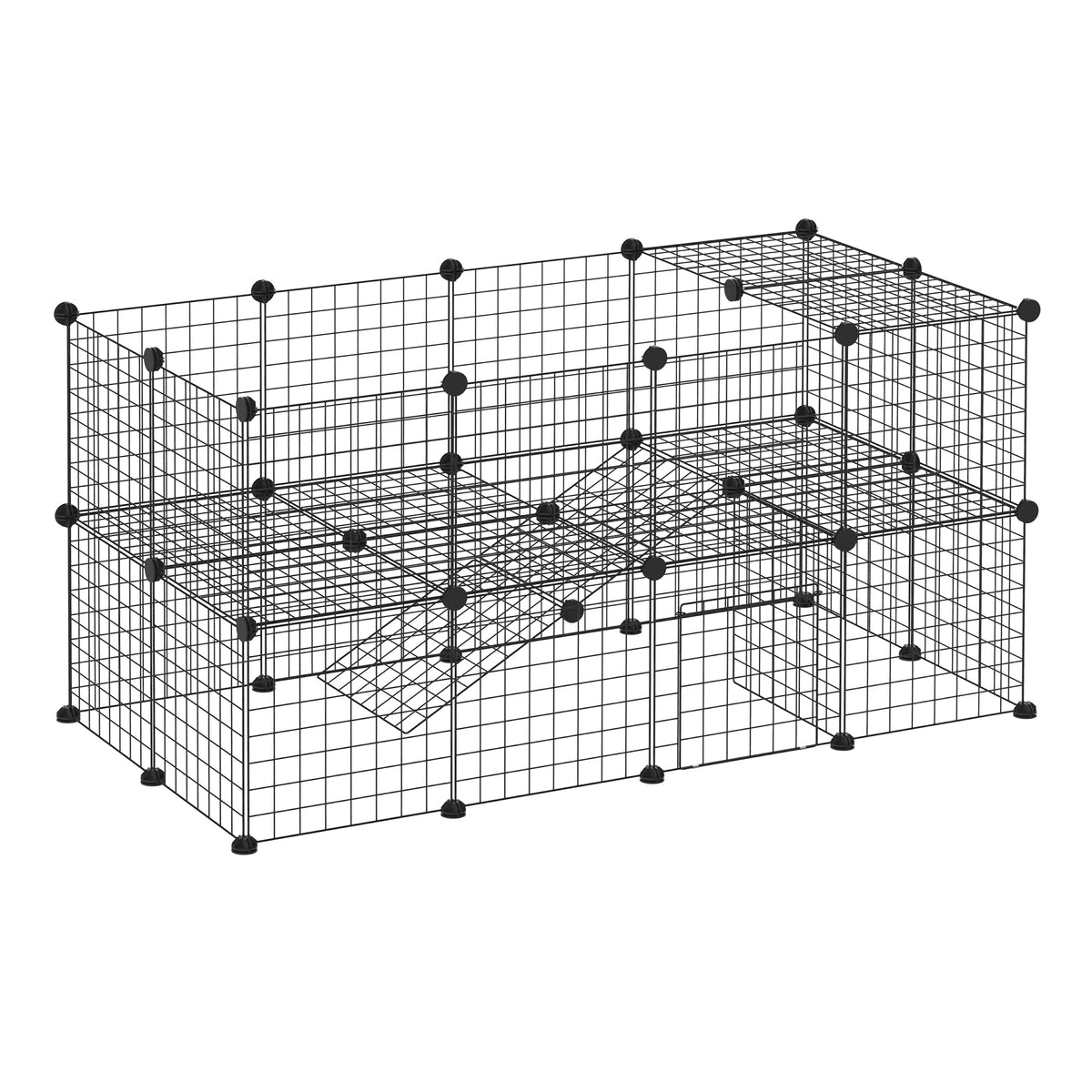 Vrijloopren, buitenren, box met 36 panelen, dierenren voor kleine dieren, cavia's, ren voor binnen en buiten