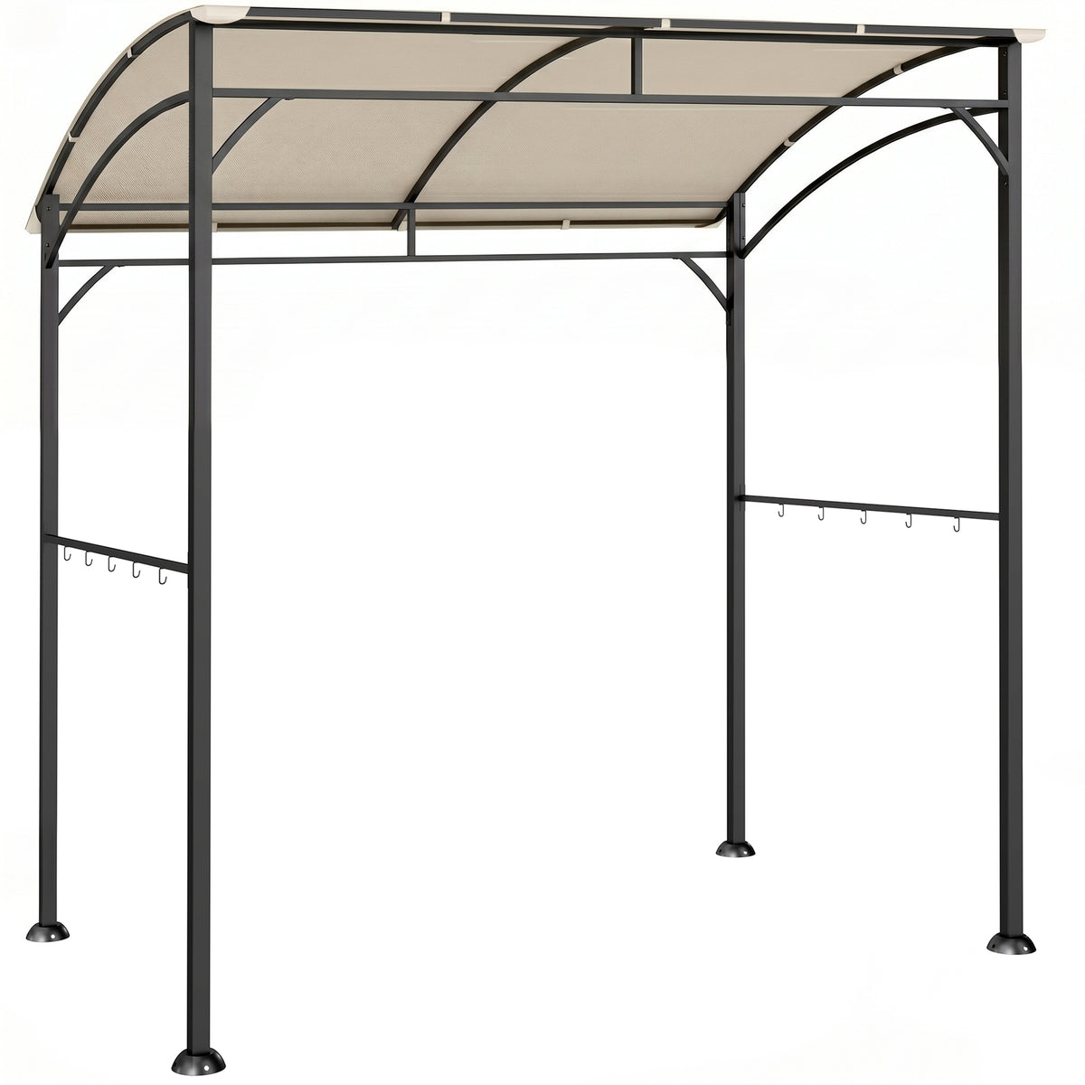 Grillpaviljoen, grilloverkapping, regenbescherming, haken voor keukengerei, stalen frame, beige+zwart, 215 x 150