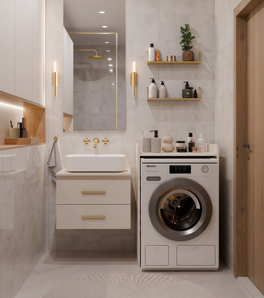 Badezimmerschrank für Waschmaschine POLA NP KASCHMIR Beige Regal für Badezimmer – Produktabbildung 2
