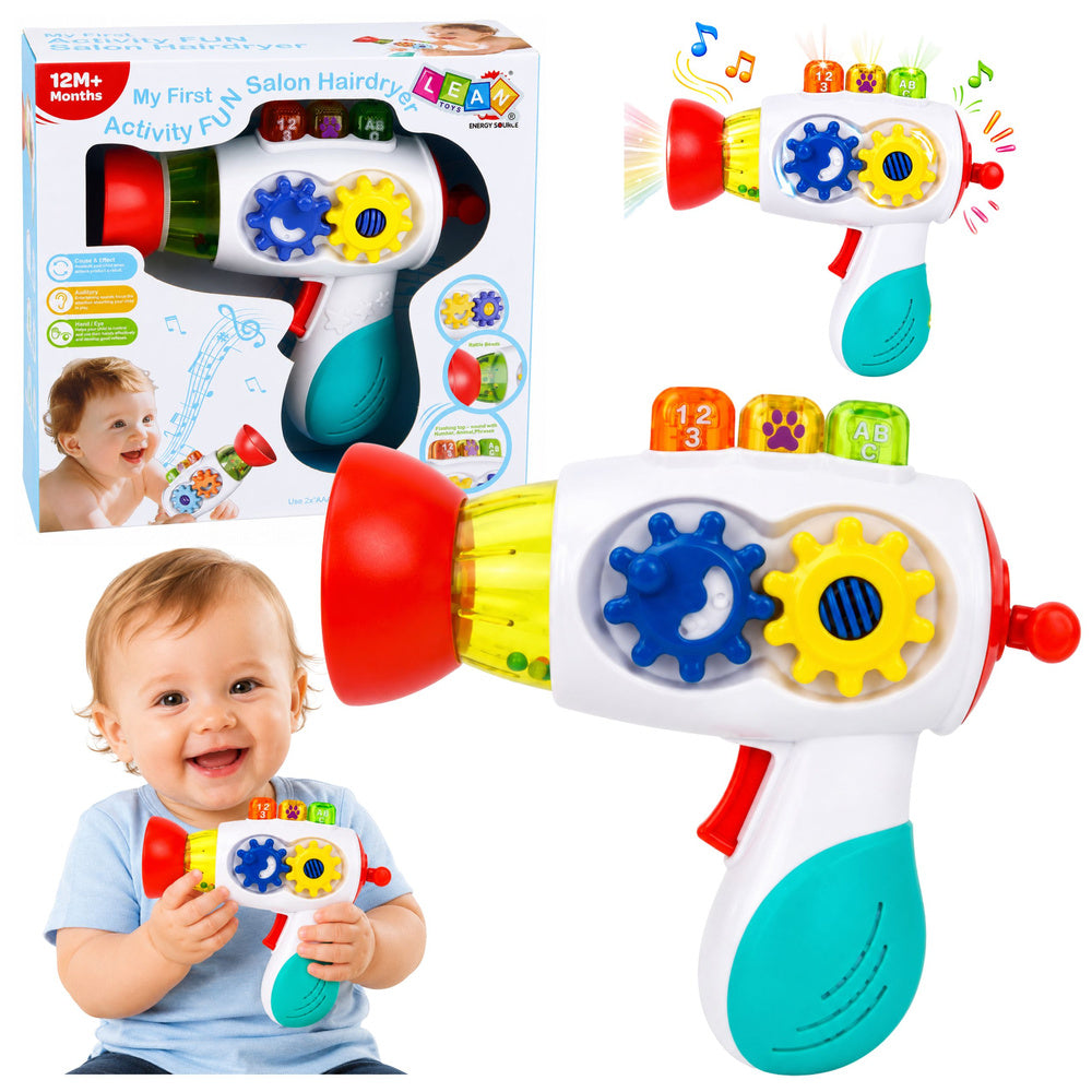 Interactieve babydroger met lichtjes, geluiden, tandwielen en ballen